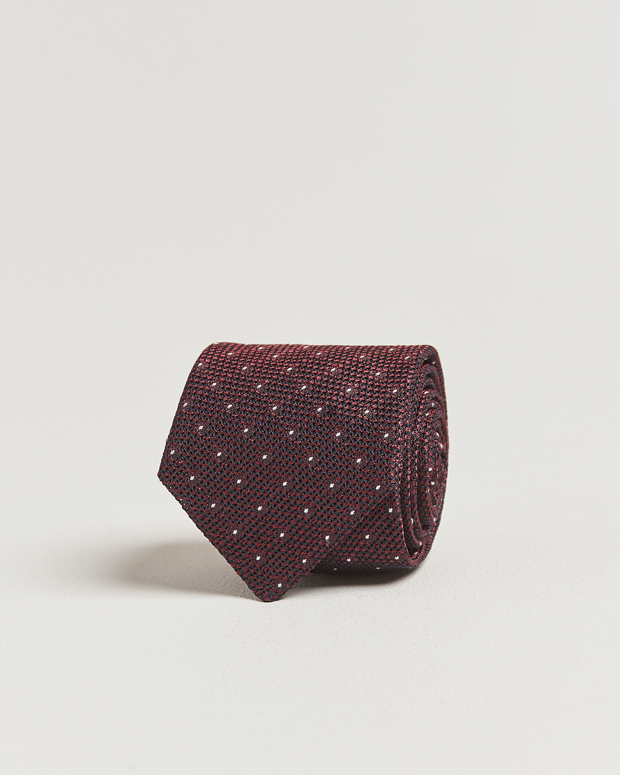 Homme | Cravates | Amanda Christensen | Silk Grenadine Dot 8cm Tie Wine