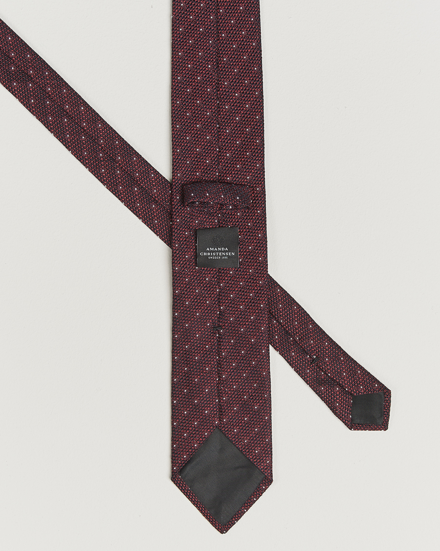 Homme | Cravates | Amanda Christensen | Silk Grenadine Dot 8cm Tie Wine