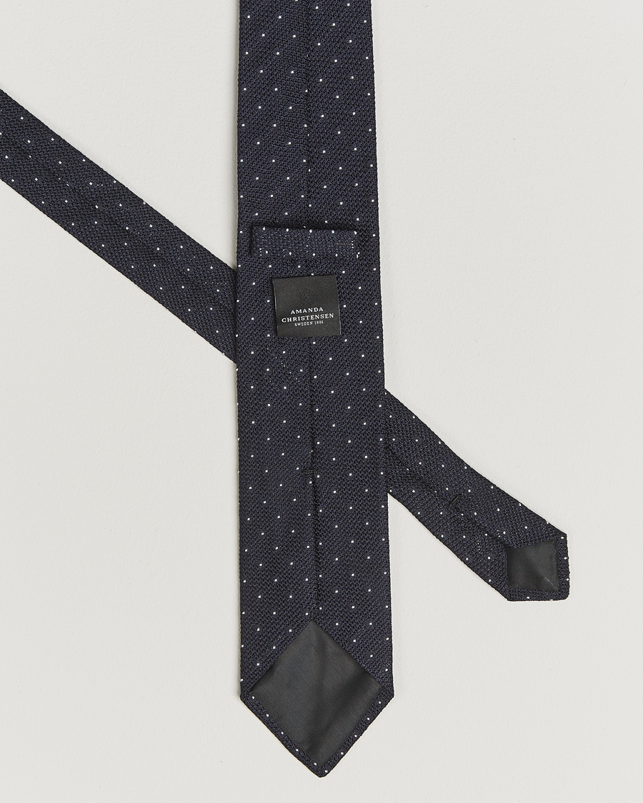 Homme | Cravates | Amanda Christensen | Silk Grenadine Dot 8cm Tie Navy