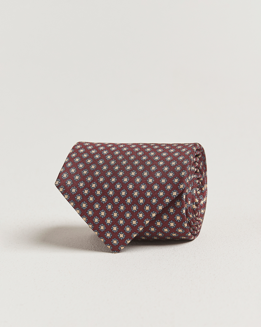 Homme | Cravates | Amanda Christensen | Silk Oxford Printed Medallion 8cm Tie Wine
