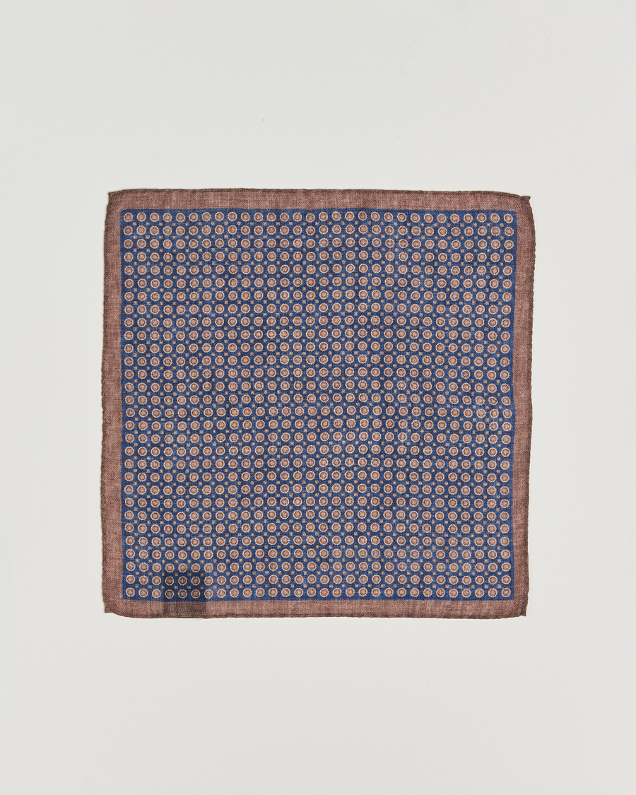 Heren | Pochets | Amanda Christensen | Wool Printed Medallion Pocket Square Navy