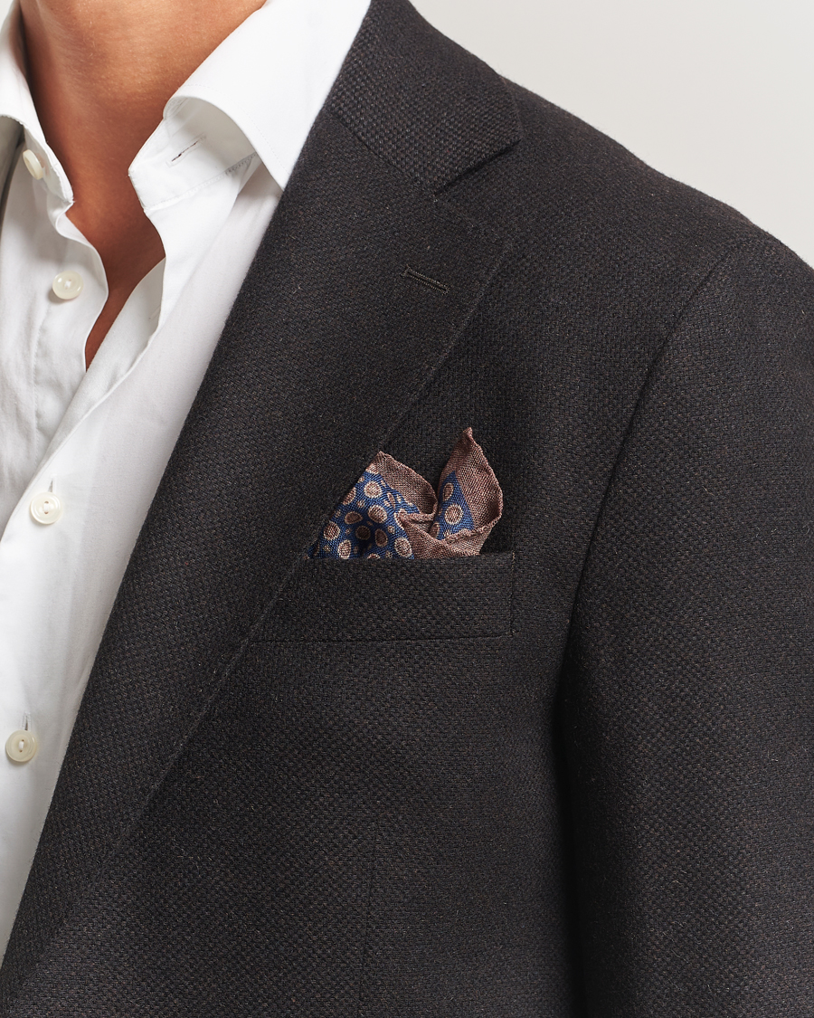 Heren | Pochets | Amanda Christensen | Wool Printed Medallion Pocket Square Navy
