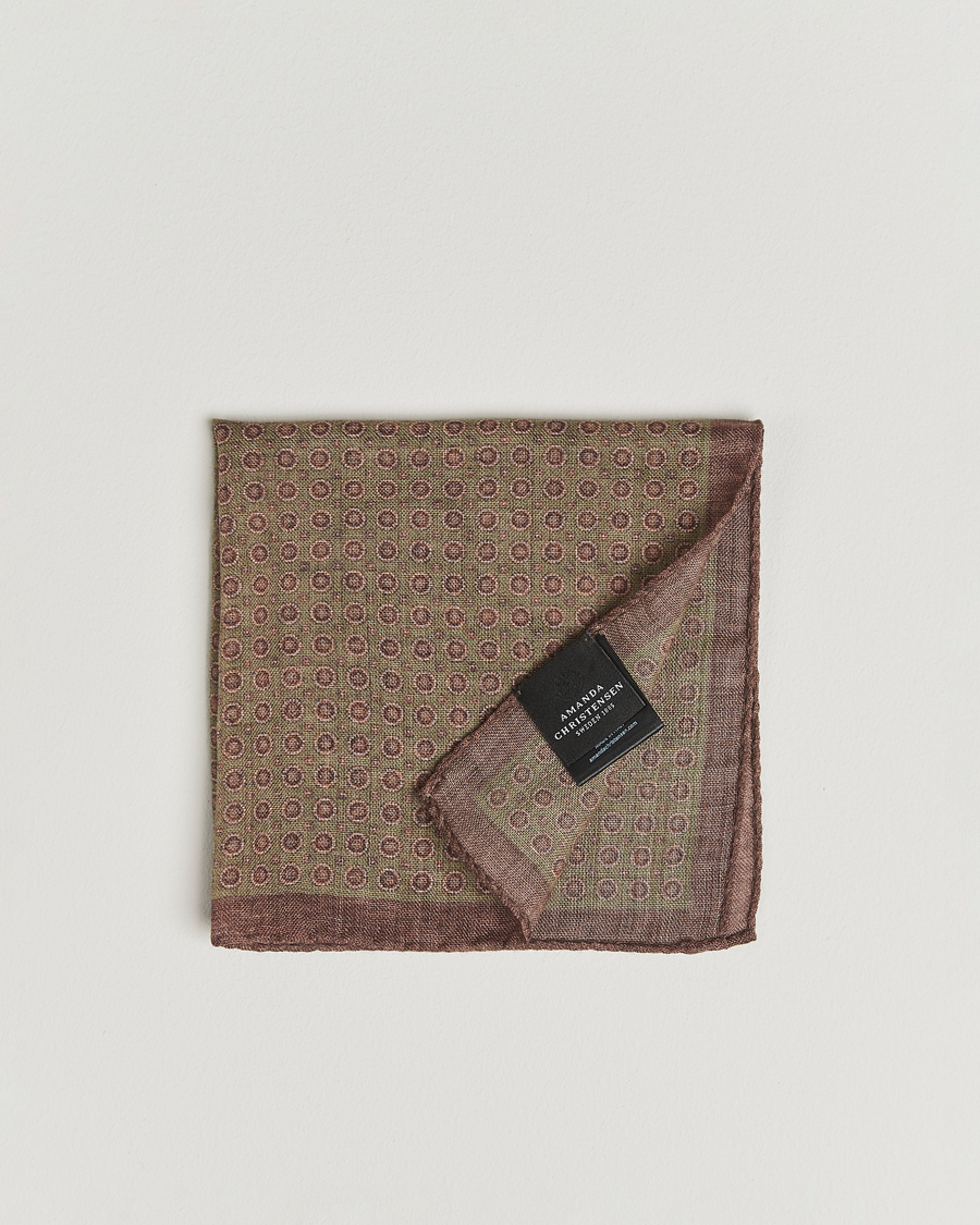 Heren | Pochets | Amanda Christensen | Wool Printed Medallion Pocket Square Green