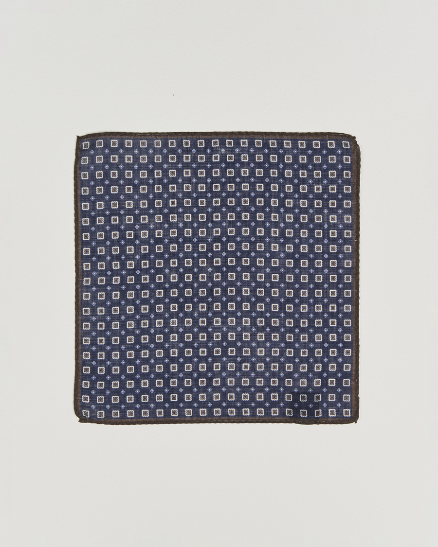 Heren | Pochets | Amanda Christensen | Wool Printed Flower Pocket Square Navy