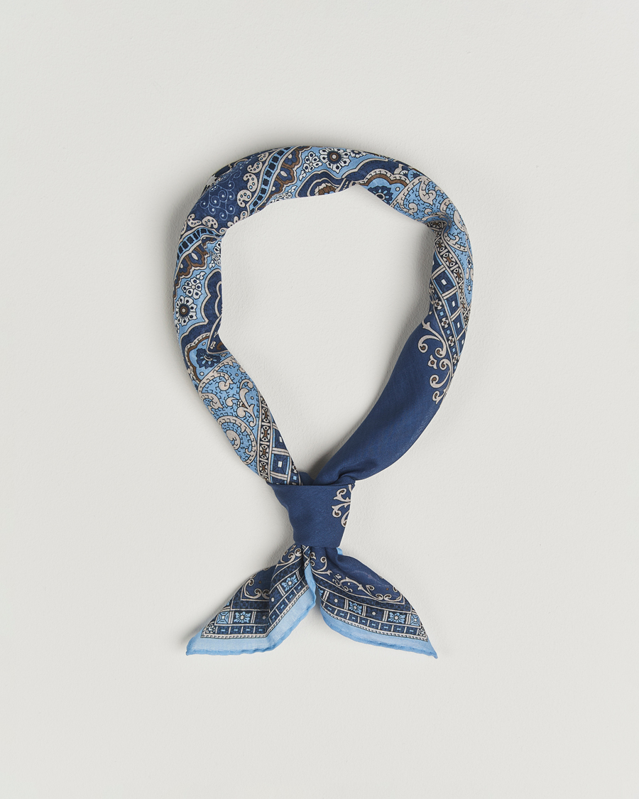 Homme | Écharpes | Amanda Christensen | Cotton Voilé Printed Paisley Bandana Navy
