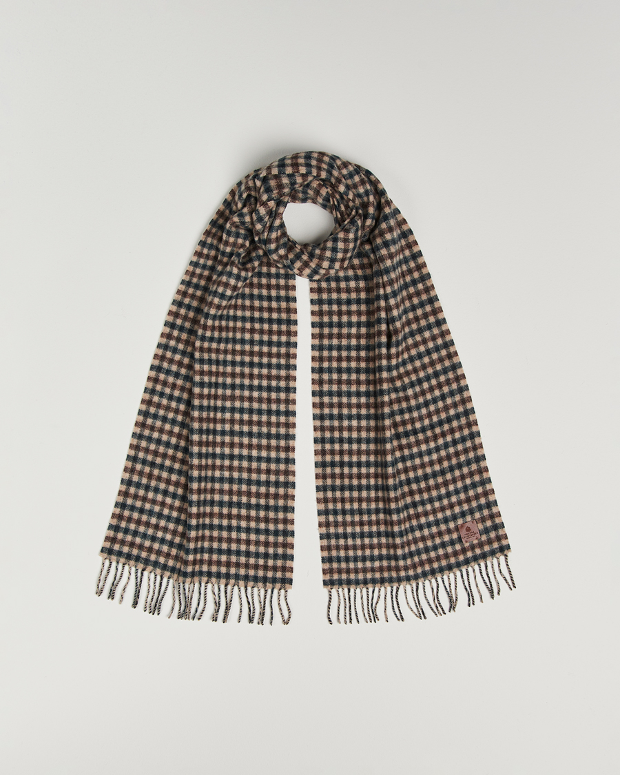 Heren | Sjaals | Amanda Christensen | Merino Wool Check Scarf Green/Brown