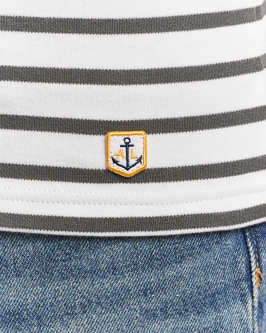 Homme | T-shirts | Armor-lux | Houat Héritage Stripe Long Sleeve T-Shirt Milk/Chiméra