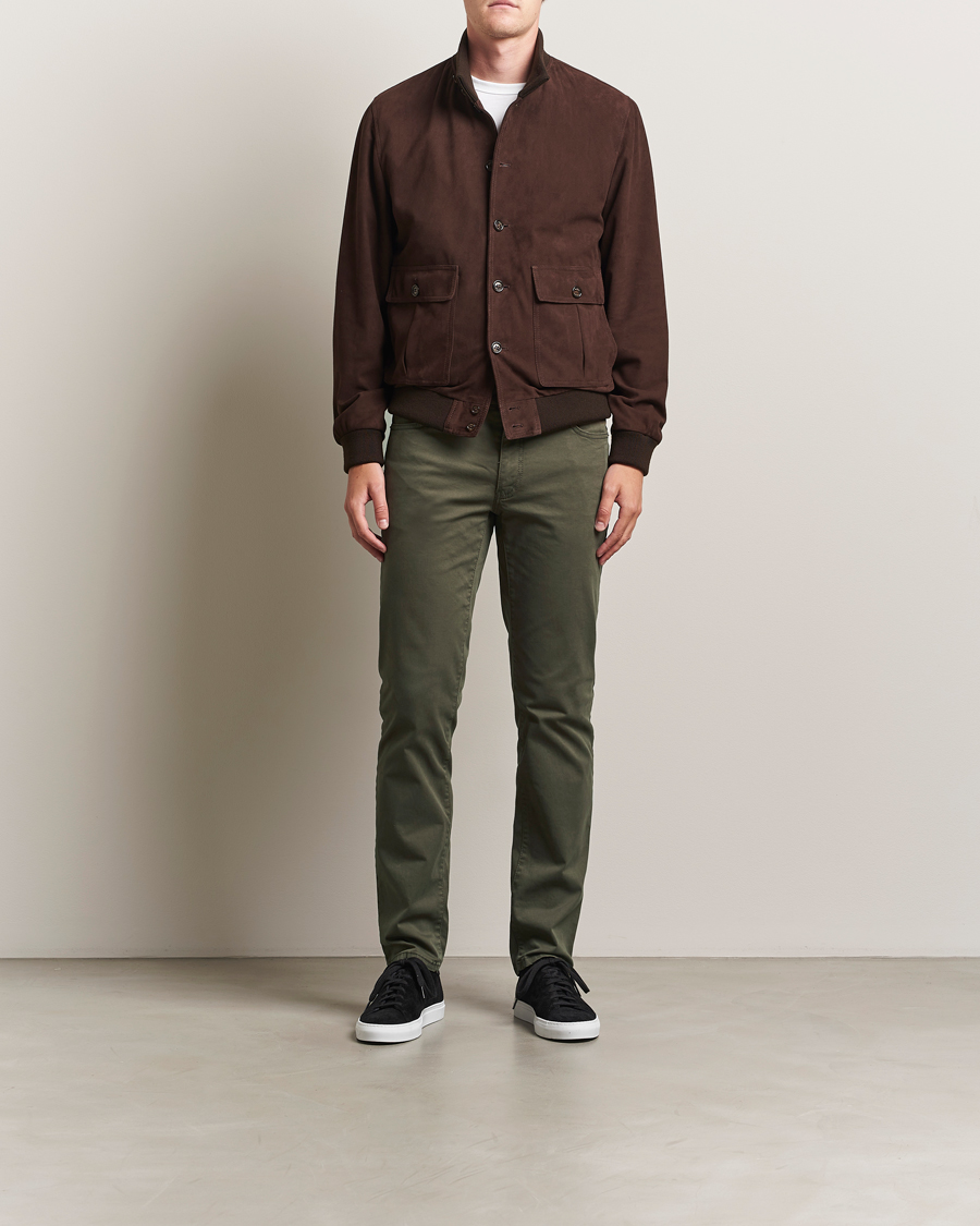Homme | Pantalons | Brax | Cadiz Cotton Satin 5-Pocket Pants Olive