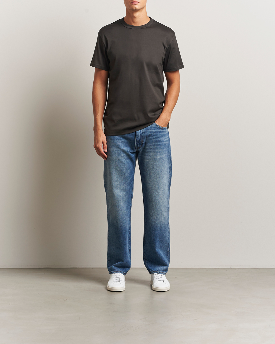Homme | T-shirts | Bread & Boxers | Pima Cotton Crew Neck T-Shirt Charcoal