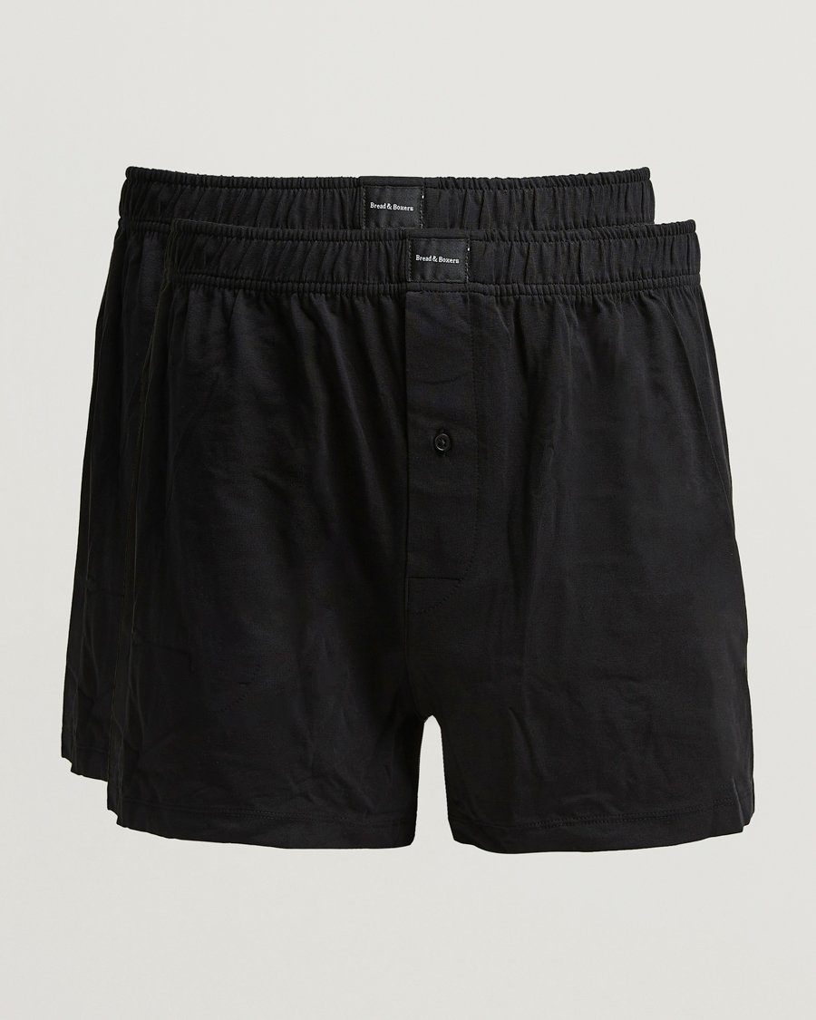 Heren | Ondergoed | Bread & Boxers | 2-Pack Jersey Boxer Shorts Black