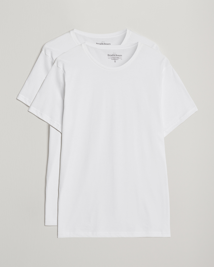 Homme | T-shirts | Bread & Boxers | 2-Pack Lightweight Cotton T-Shirt White