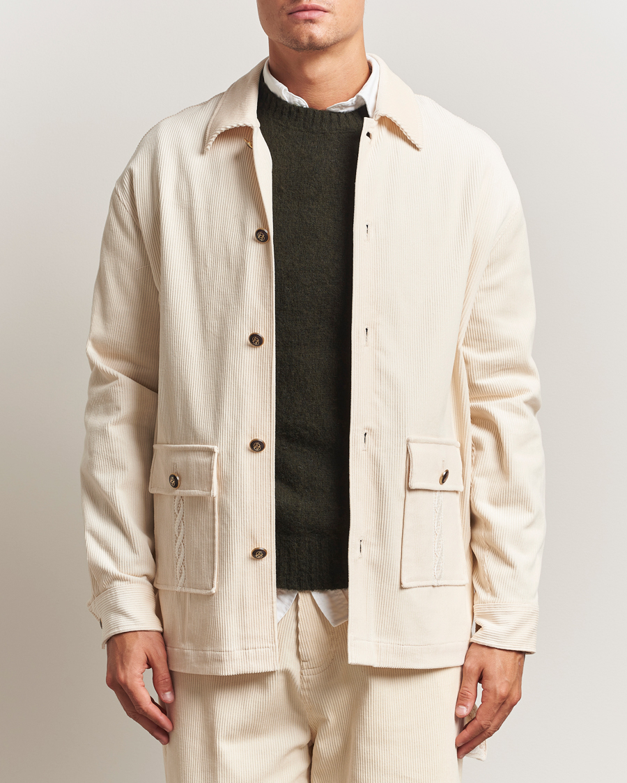 Homme | Chemises | Drôle de Monsieur | Corduroy Overshirt Ecru