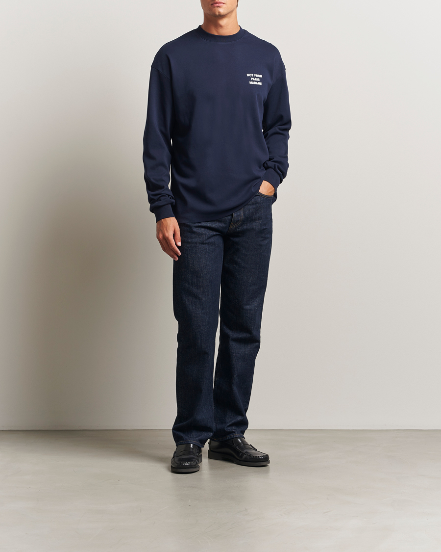 Heren | T-shirts | Drôle de Monsieur | Slogan Long Sleeve T-Shirt Navy