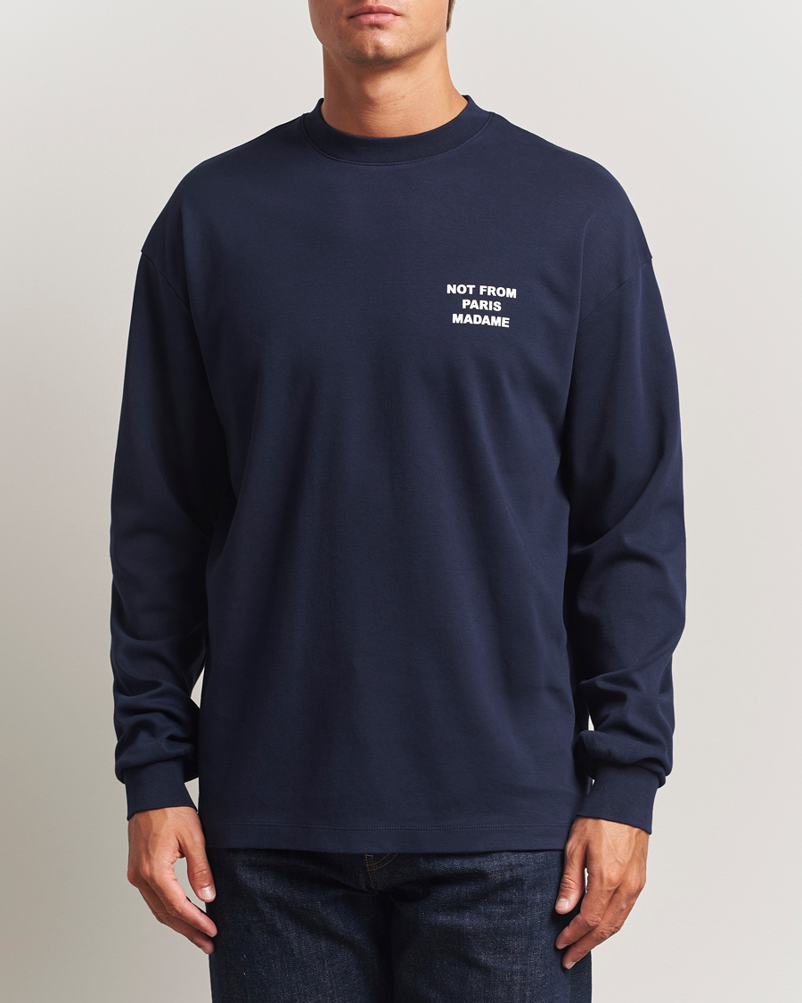 Heren | T-shirts | Drôle de Monsieur | Slogan Long Sleeve T-Shirt Navy