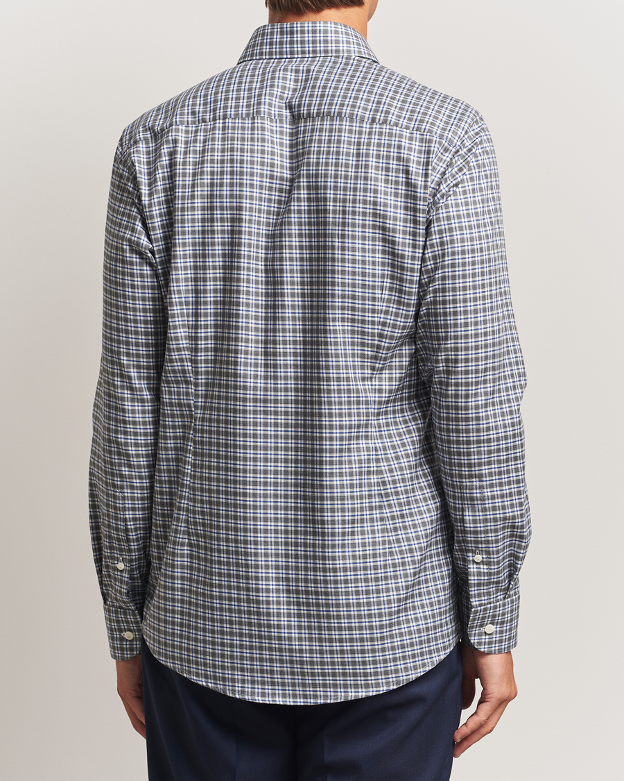 Homme | Chemises | Eton | Slim Fit Checked Wrinkle Free Flannel Shirt Dark Grey