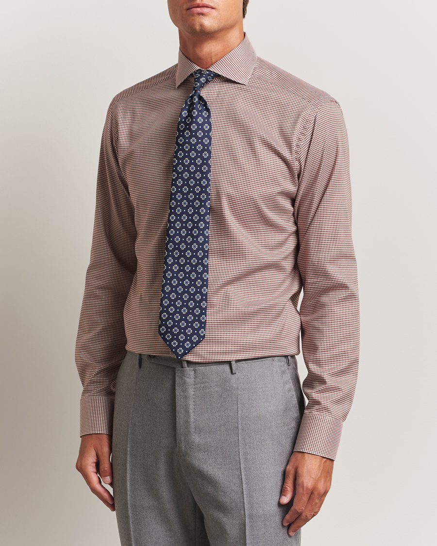 Homme | Chemises | Eton | Slim Fit Checked Wrinkle Free Flannel Shirt Red