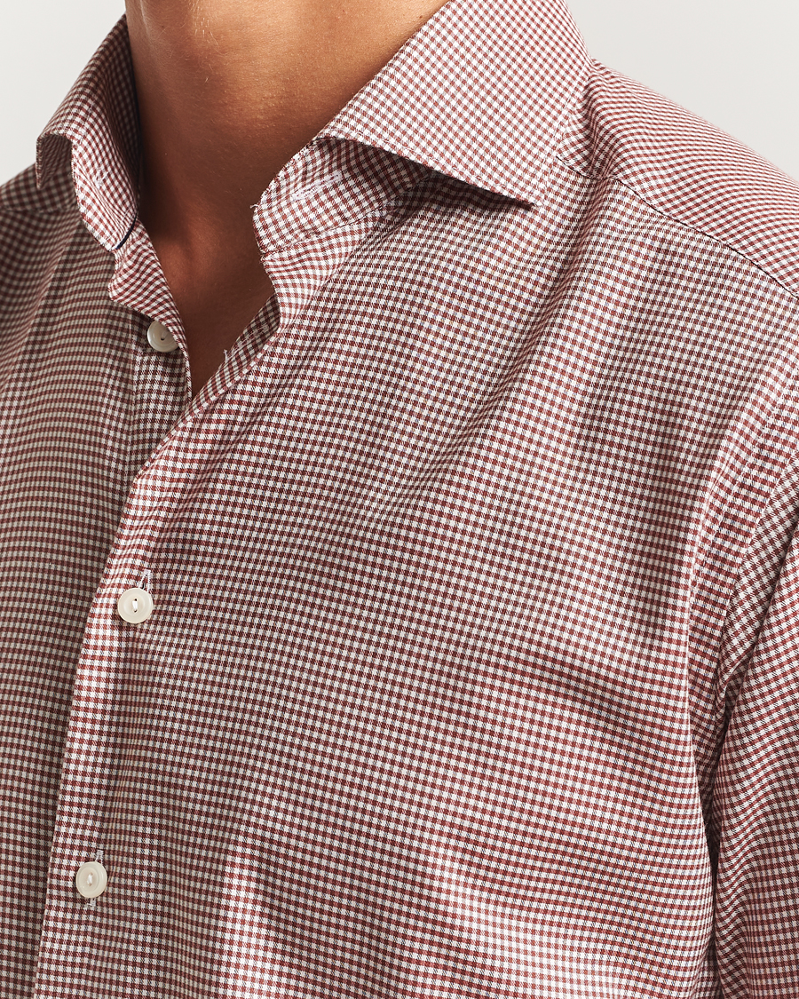 Homme | Chemises | Eton | Slim Fit Checked Wrinkle Free Flannel Shirt Red