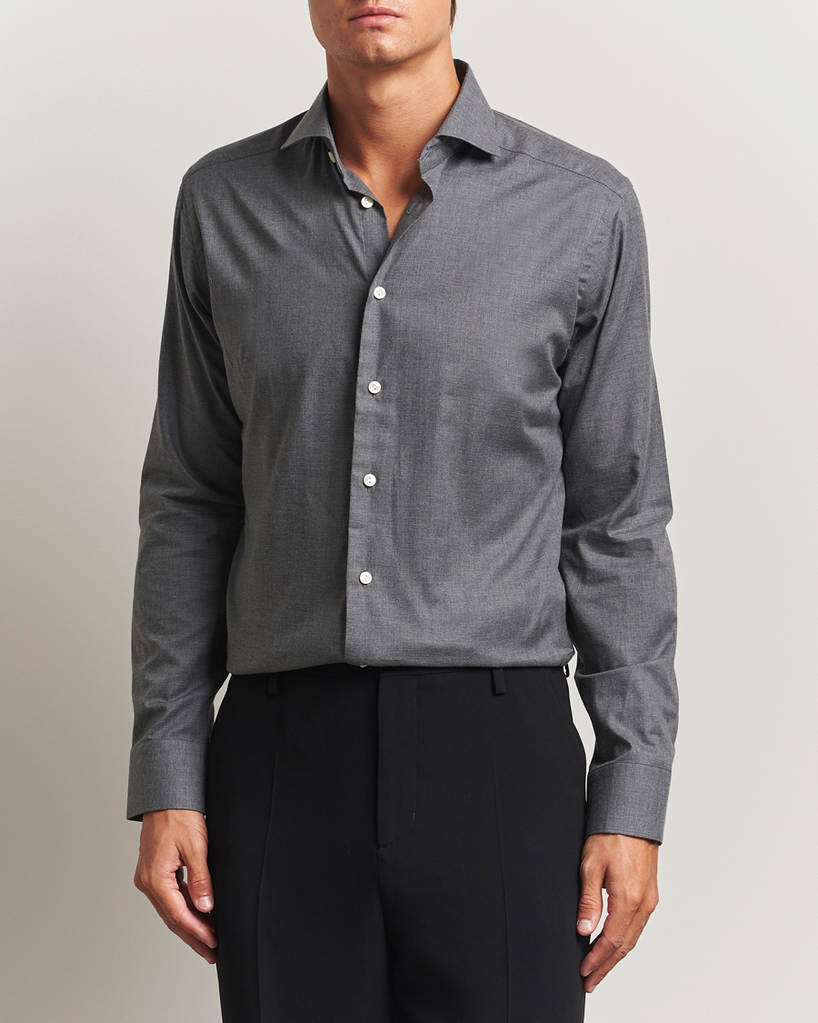 Homme | Chemises | Eton | Slim Fit Wrinkle Free Flannel Shirt Dark Grey