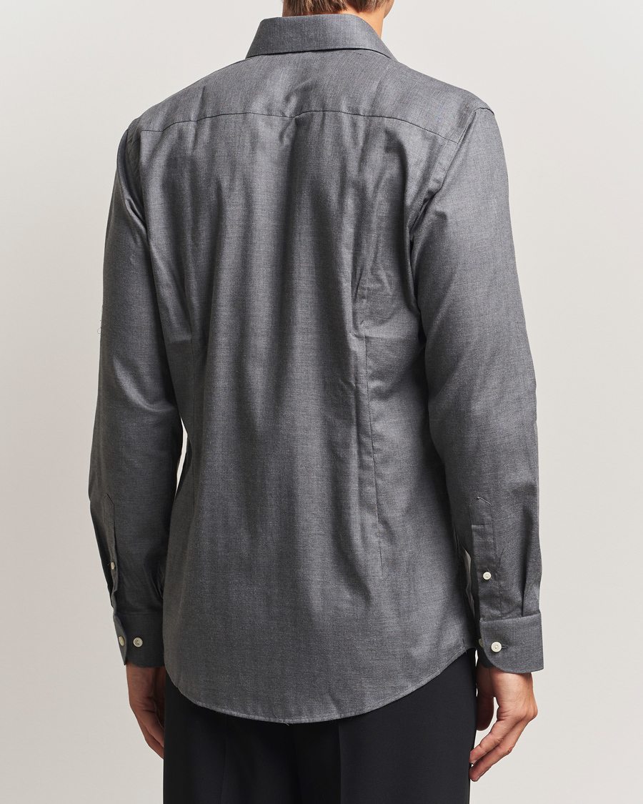 Homme | Chemises | Eton | Slim Fit Wrinkle Free Flannel Shirt Dark Grey