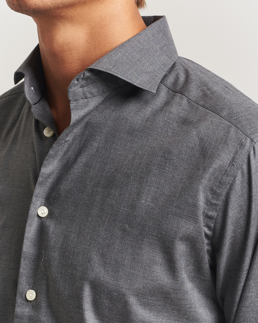 Homme | Chemises | Eton | Slim Fit Wrinkle Free Flannel Shirt Dark Grey