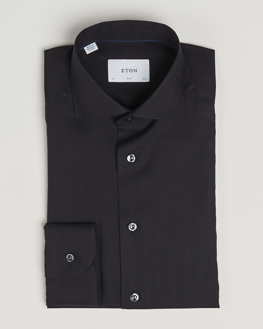 Homme | Chemises | Eton | Slim Fit Wrinkle Free Flannel Shirt Black