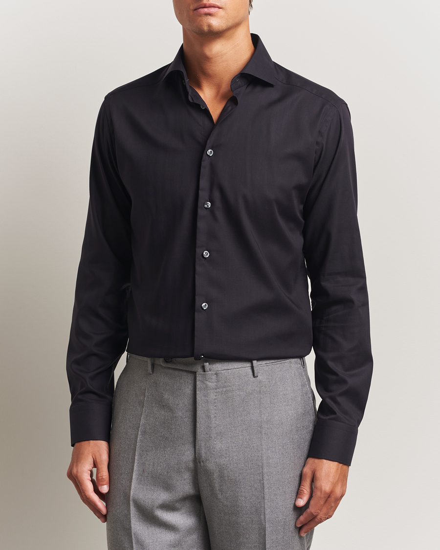 Homme | Chemises | Eton | Slim Fit Wrinkle Free Flannel Shirt Black