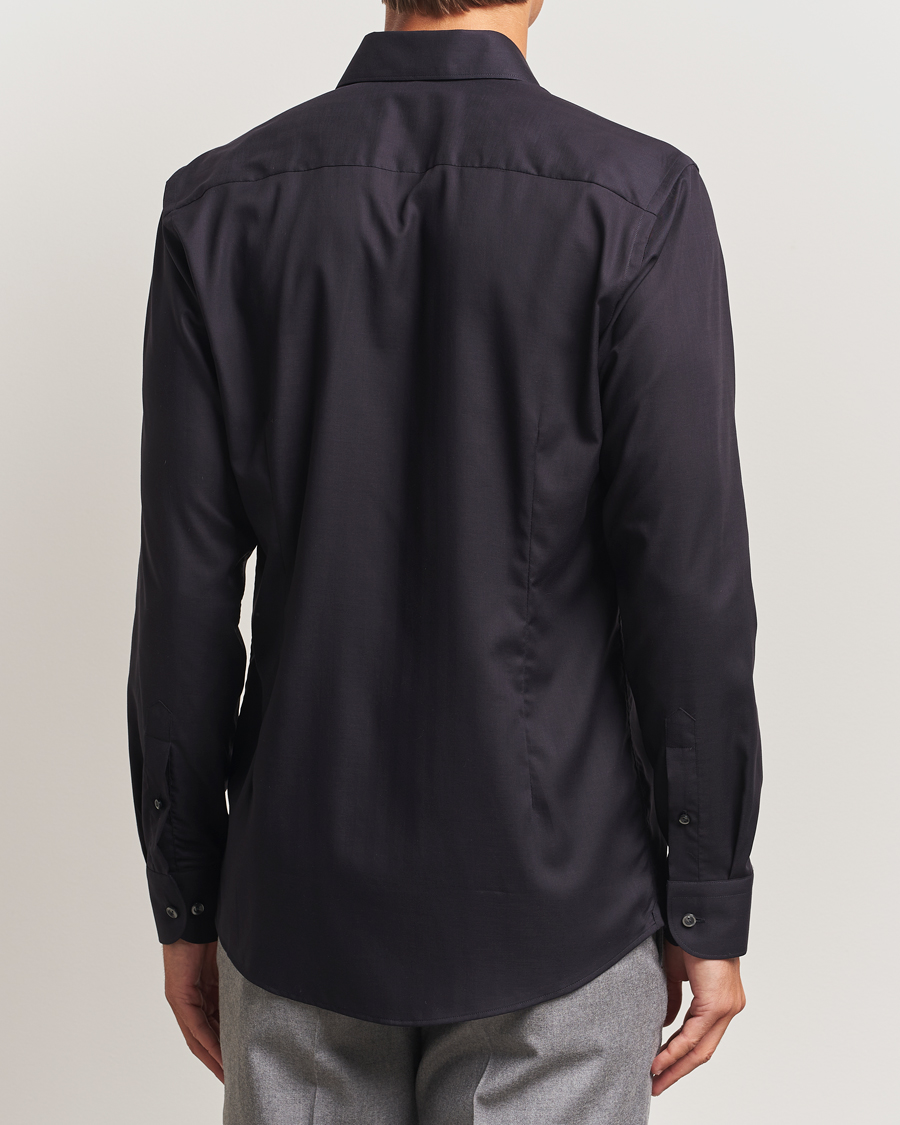 Homme | Chemises | Eton | Slim Fit Wrinkle Free Flannel Shirt Black