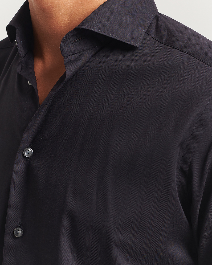 Homme | Chemises | Eton | Slim Fit Wrinkle Free Flannel Shirt Black