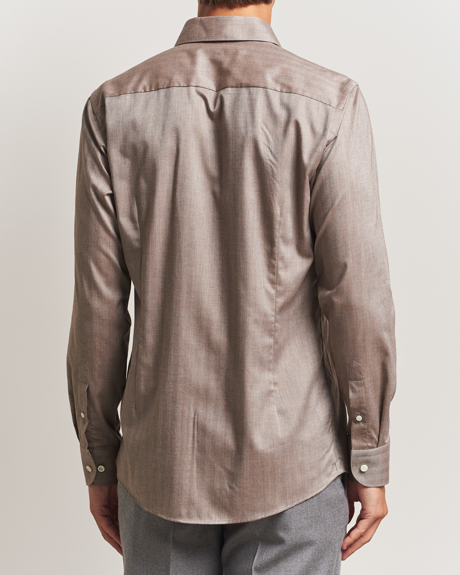 Homme | Chemises | Eton | Slim Fit Wrinkle Free Flannel Shirt Dark Beige