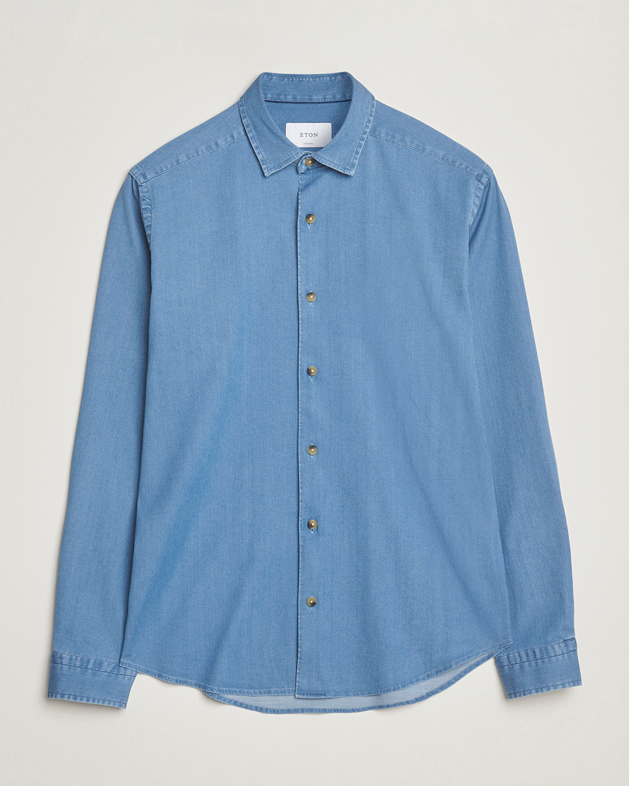 Homme | Chemises | Eton | Casual Fit Denim Shirt Light Wash