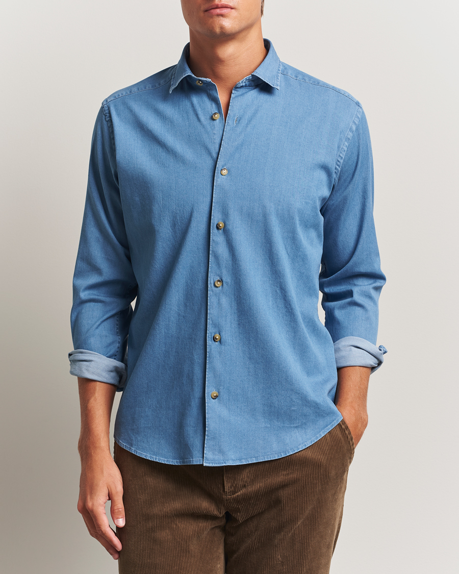 Homme | Chemises | Eton | Casual Fit Denim Shirt Light Wash