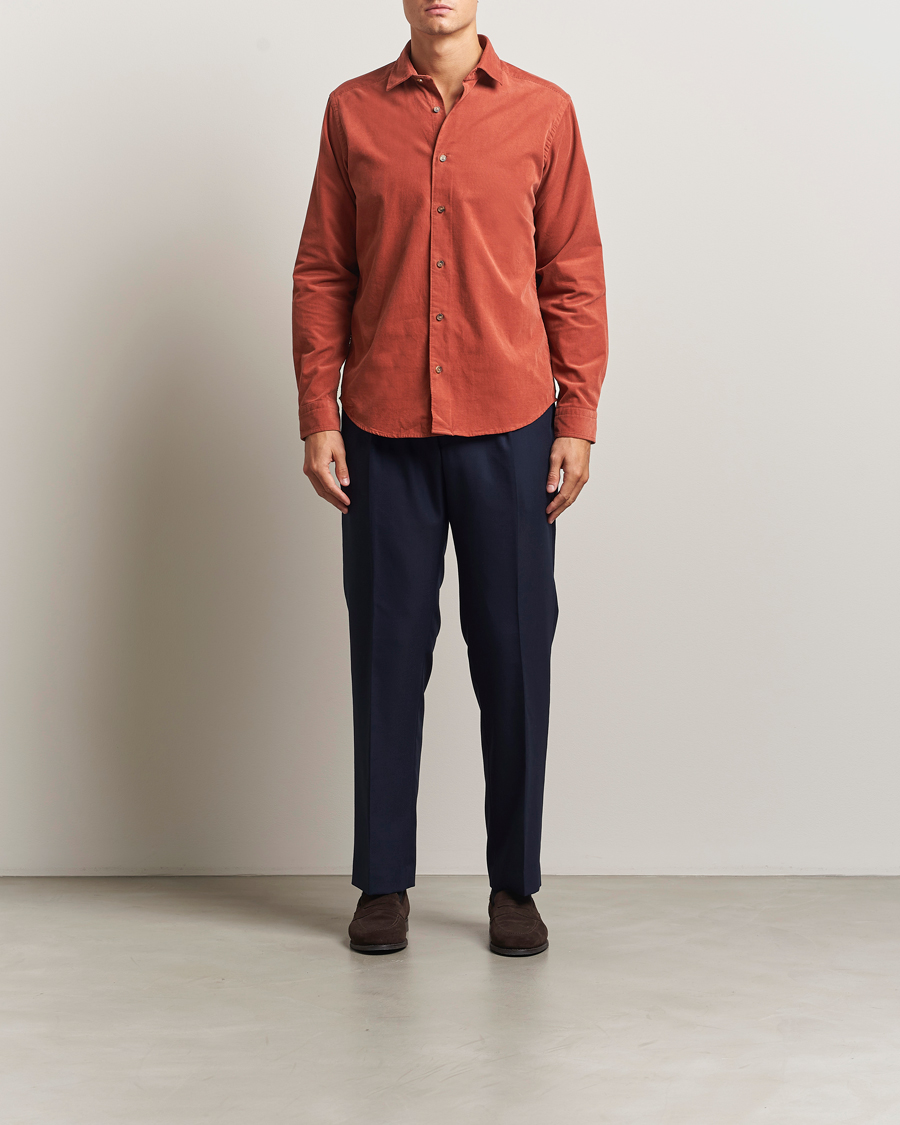 Homme | Chemises | Eton | Casual Fit Corduroy Shirt Rust Red