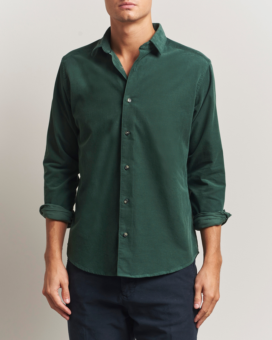 Homme | Chemises | Eton | Casual Fit Corduroy Shirt Dark Green