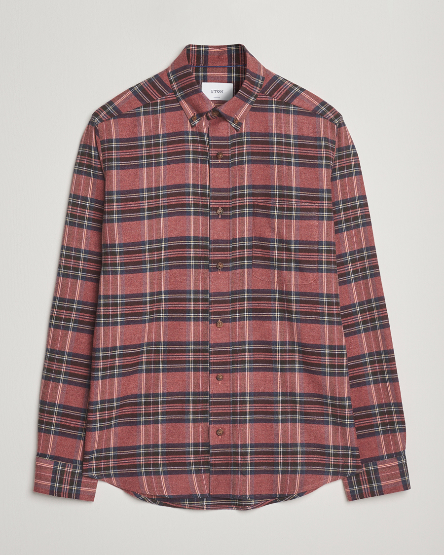 Homme | Chemises | Eton | Casual Fit Checked Flannel Shirt Red Multi
