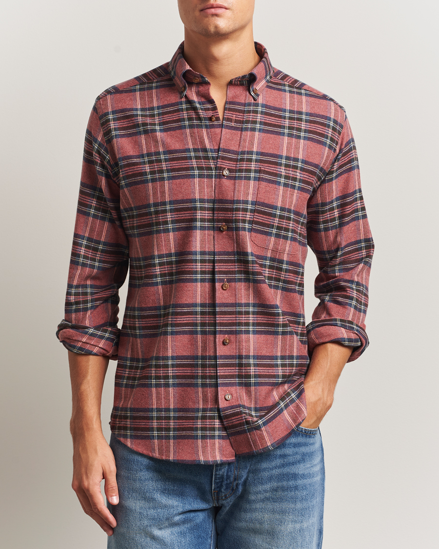 Homme | Chemises | Eton | Casual Fit Checked Flannel Shirt Red Multi