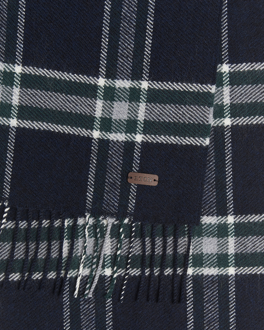 Homme | Écharpes | Eton | Merino Wool Checked Scarf Navy