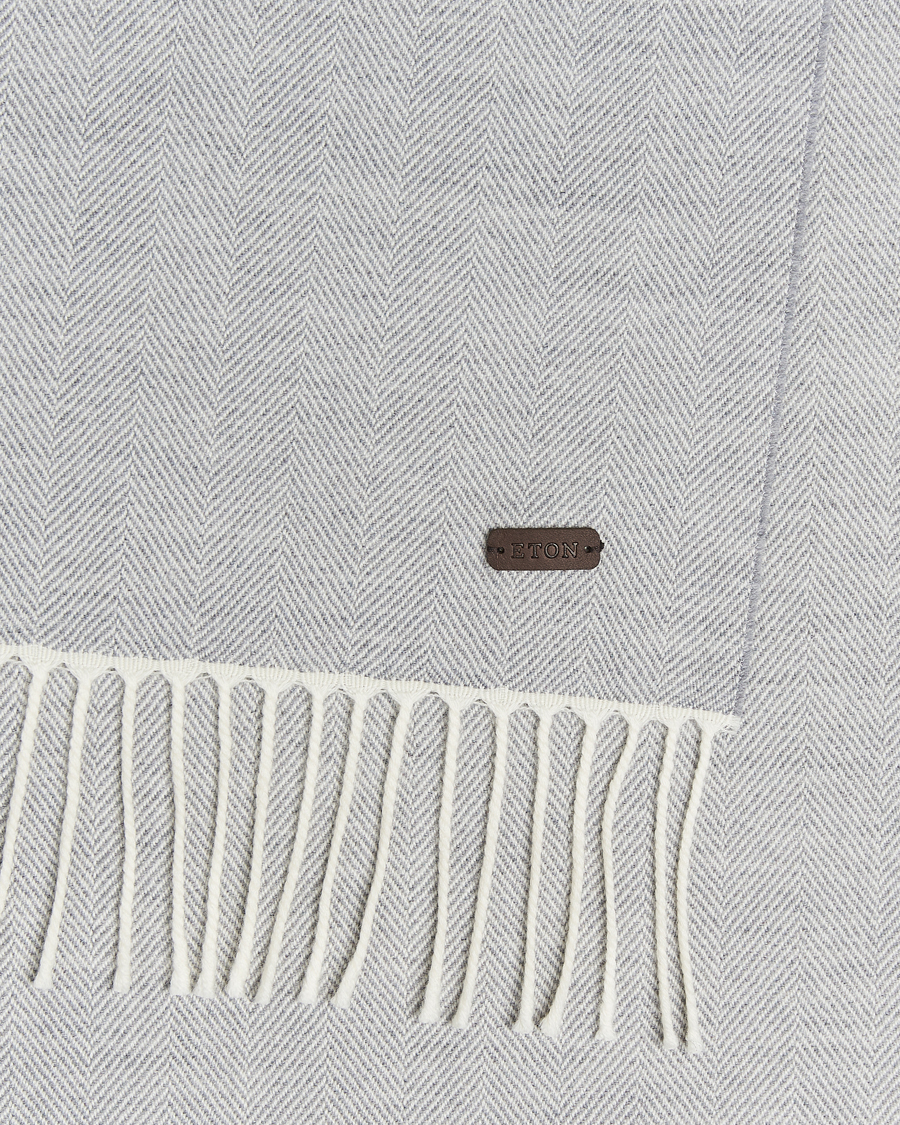 Homme | Écharpes | Eton | Merino Wool Herringbone Scarf Light Grey