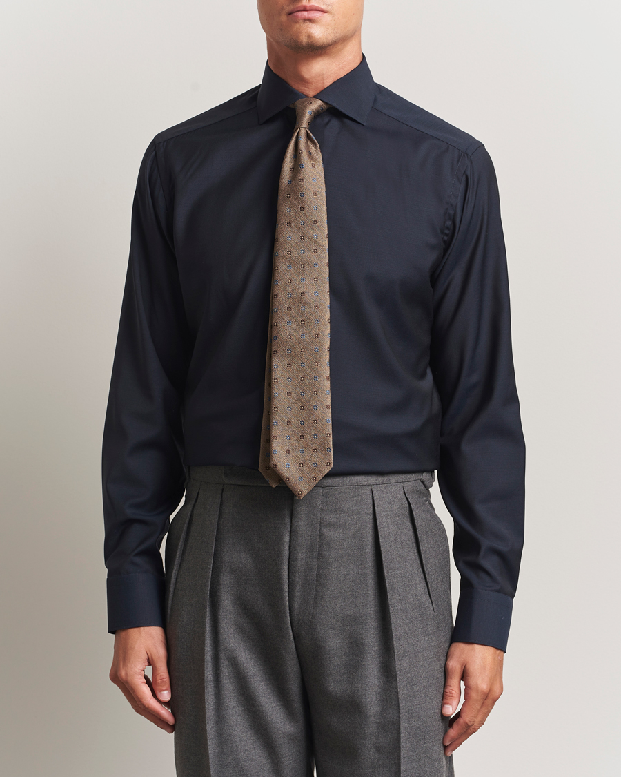 Heren | Overhemden | Eton | Slim Fit Merino Shirt Navy
