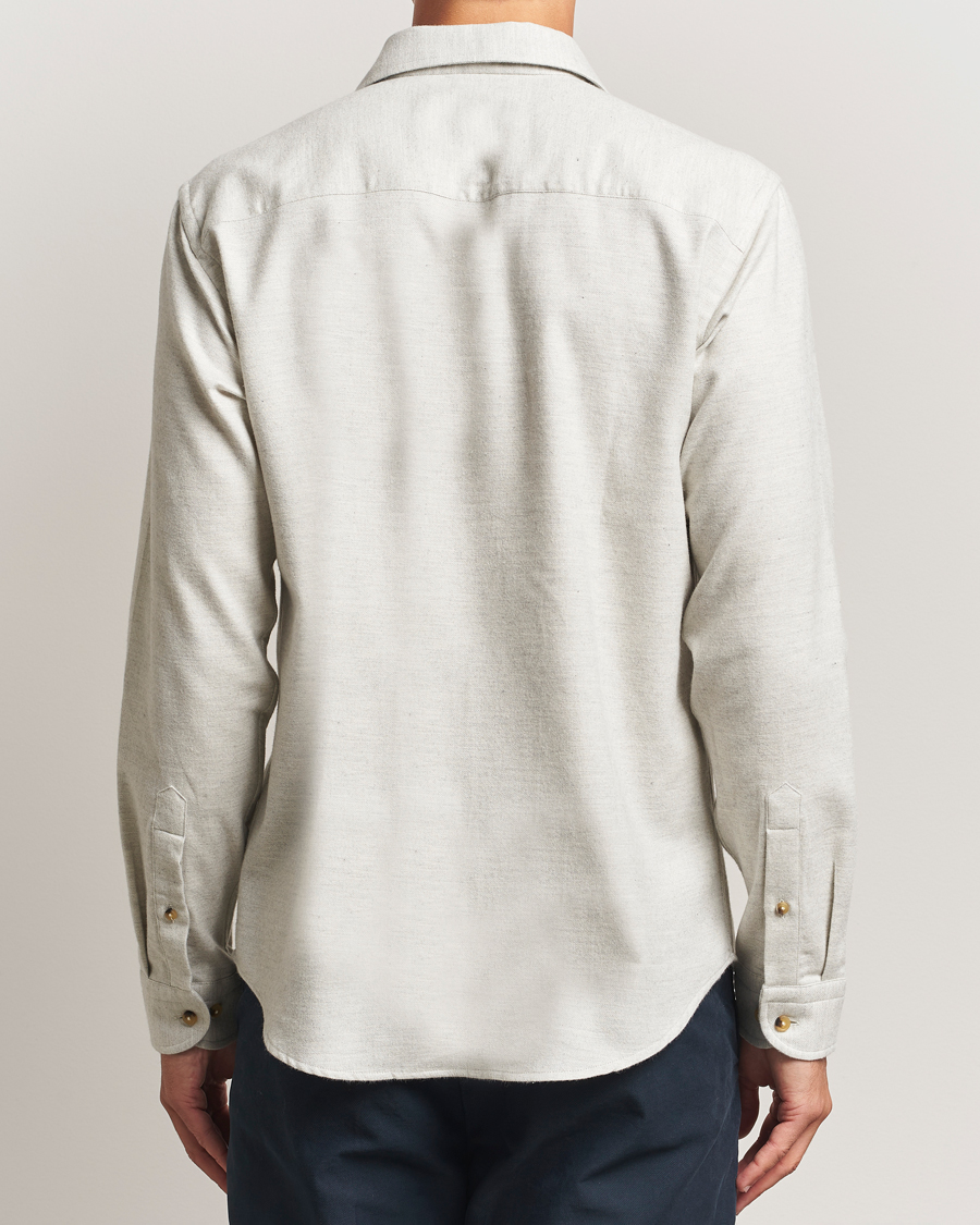 Homme | Chemises | Eton | Casual Fit One Piece Collar Flannel Shirt Light Grey