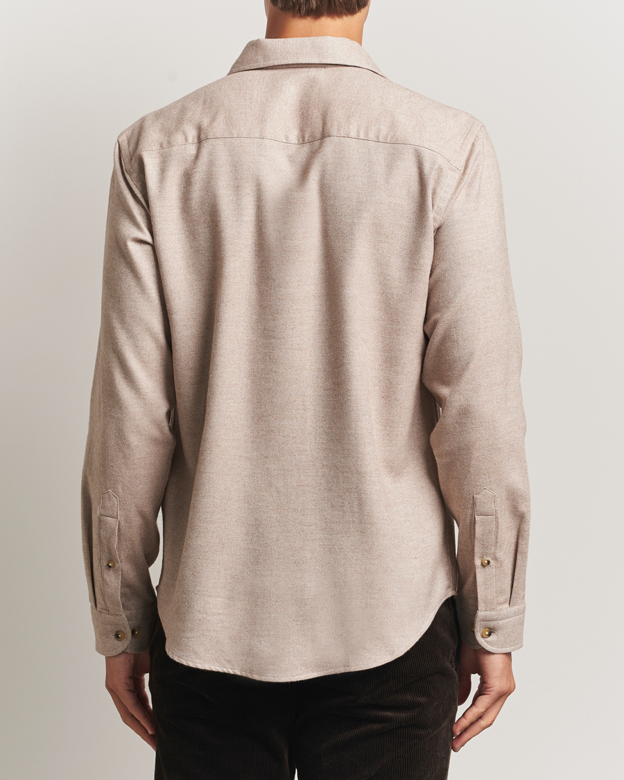 Homme | Chemises | Eton | Casual Fit One Piece Collar Flannel Shirt Beige