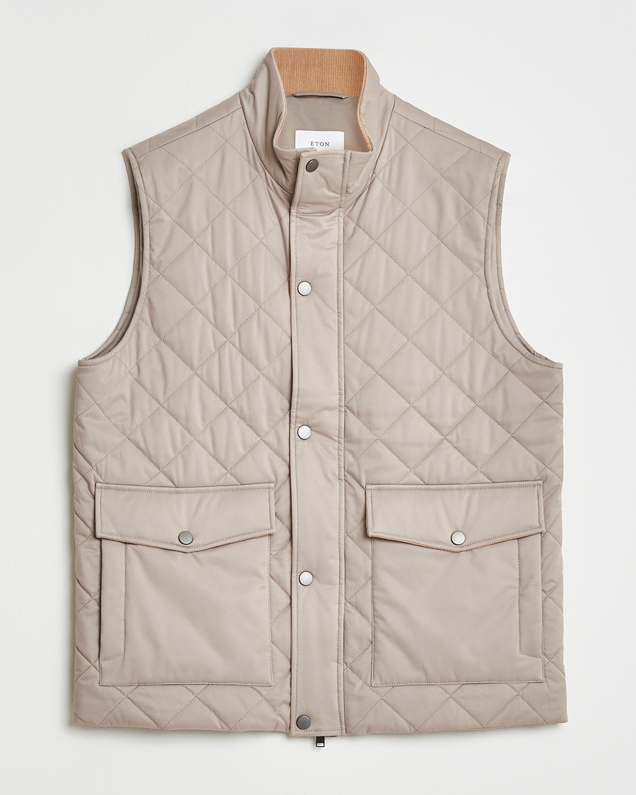 Homme | Gilets | Eton | Quilted Shell Vest Beige