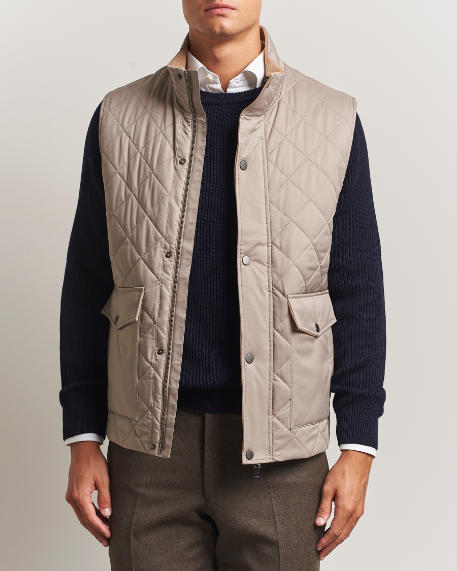Homme | Gilets | Eton | Quilted Shell Vest Beige