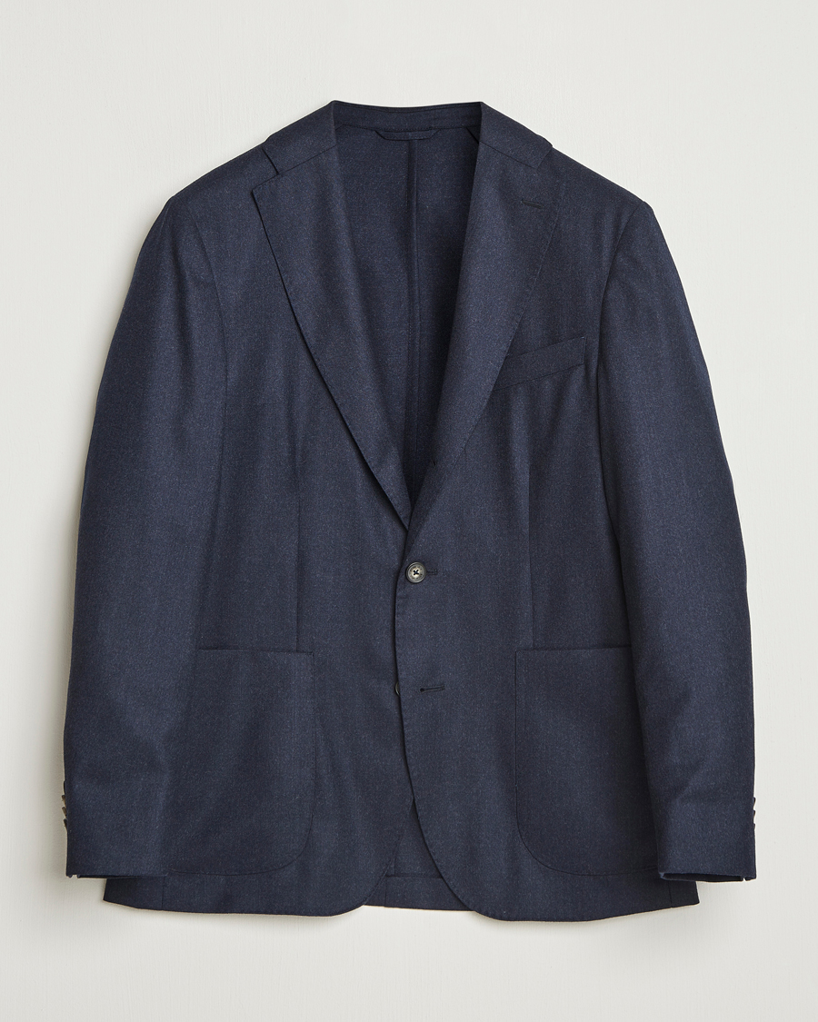 Homme | Blazers | Eton | Wool Flannel Patch Pocket Blazer Navy