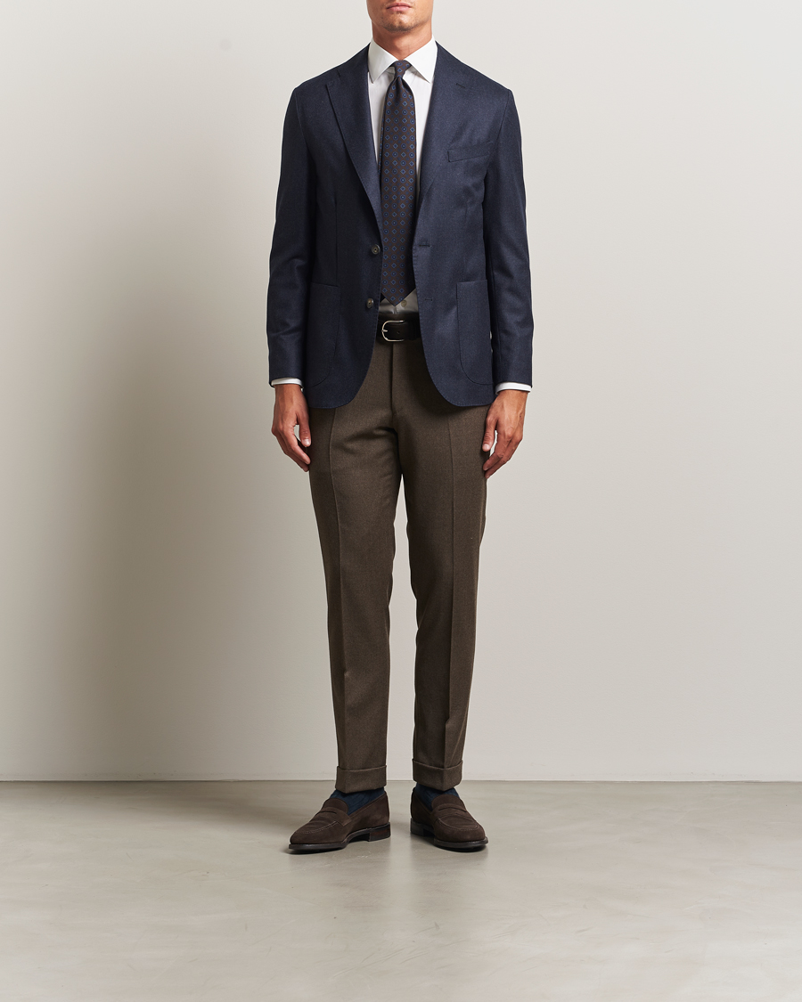 Homme | Blazers | Eton | Wool Flannel Patch Pocket Blazer Navy