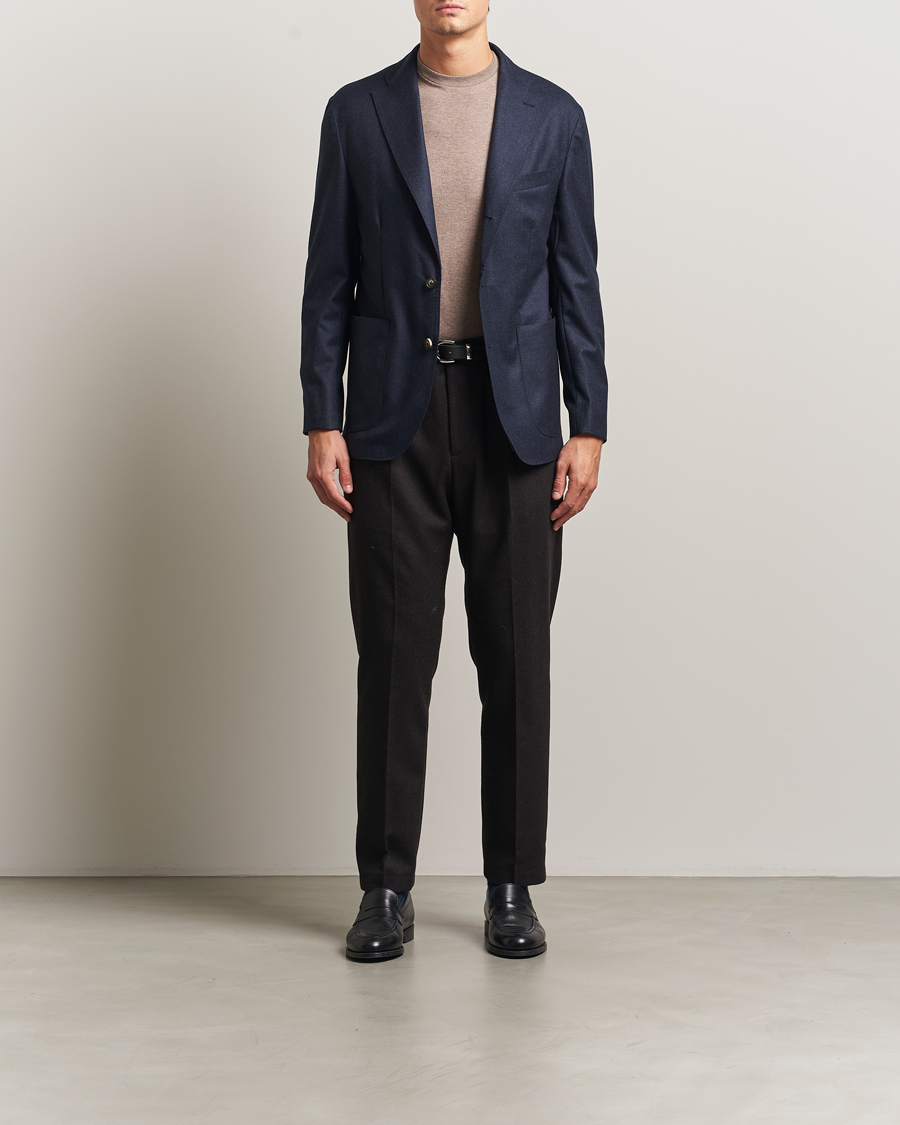 Homme | Blazers | Eton | Wool Flannel Patch Pocket Blazer Navy