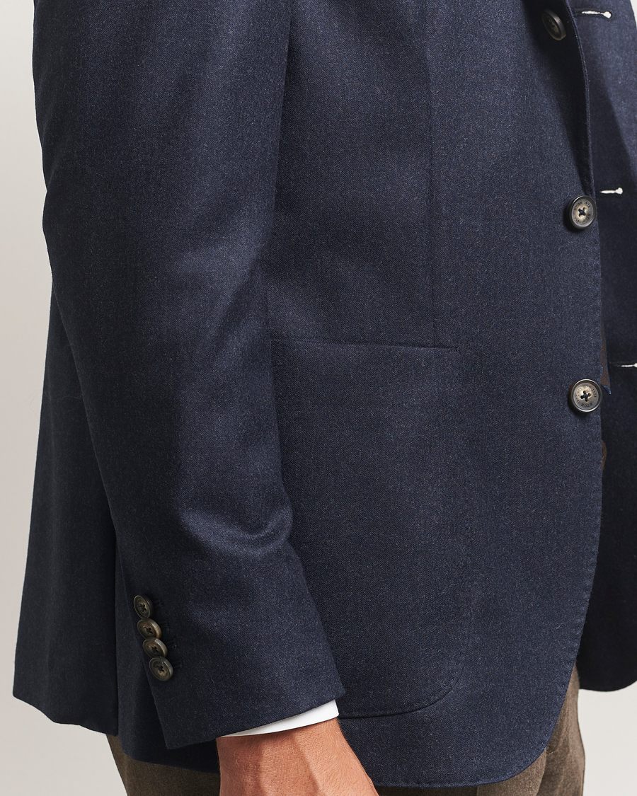 Homme | Blazers | Eton | Wool Flannel Patch Pocket Blazer Navy