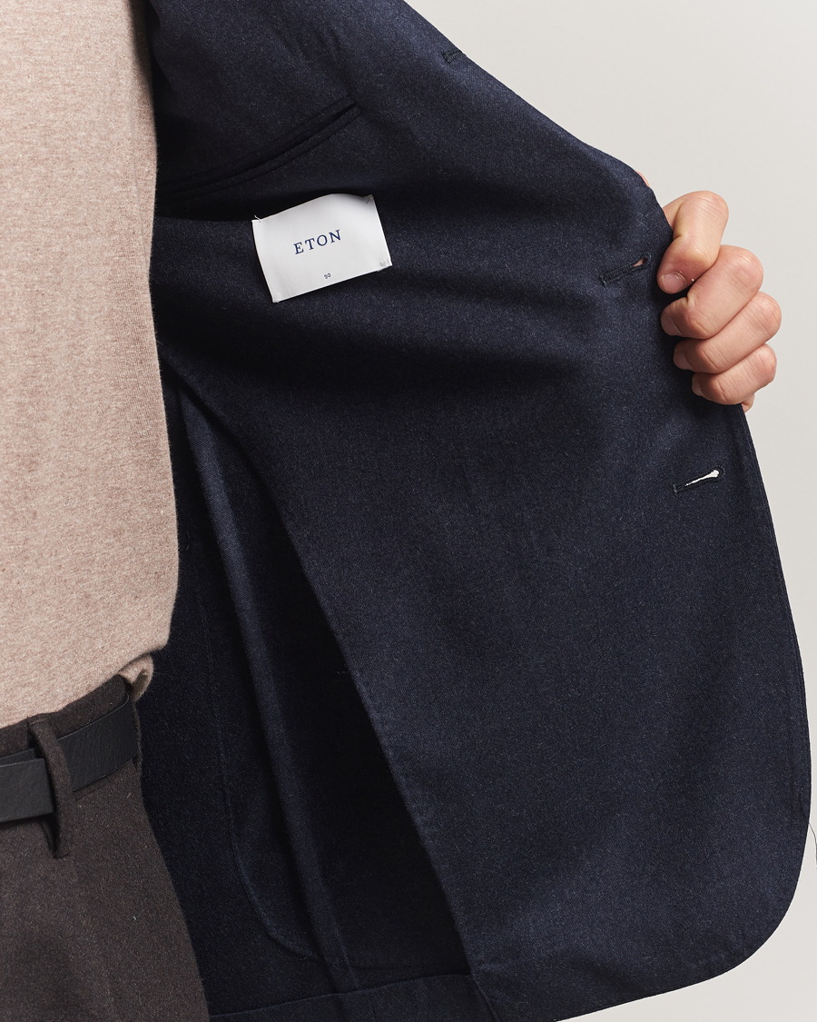 Homme | Blazers | Eton | Wool Flannel Patch Pocket Blazer Navy