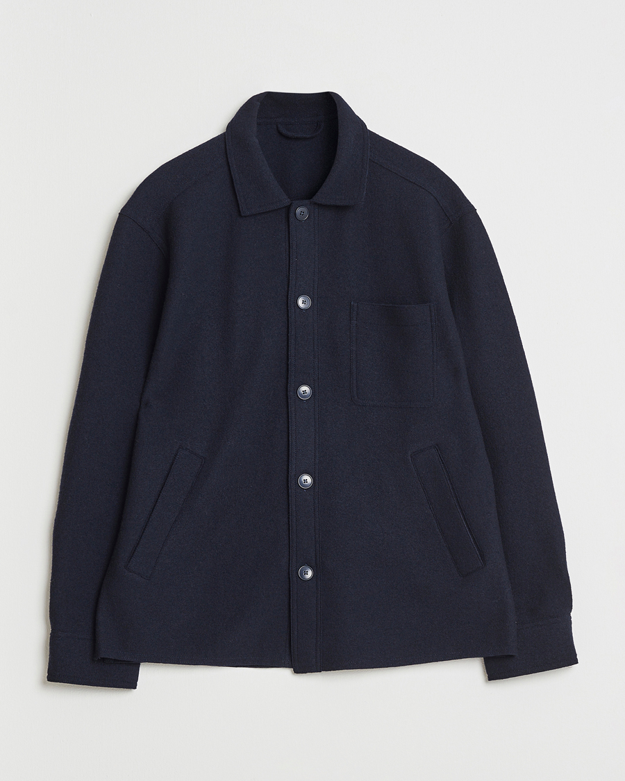 Heren | Overhemden | Eton | Boiled Wool Overshirt Navy