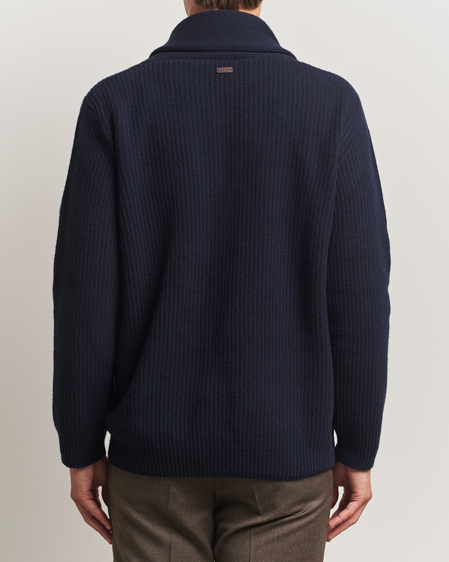 Homme | Pulls Et Tricots | Eton | Wool Knitted Shawl Collar Cardigan Navy