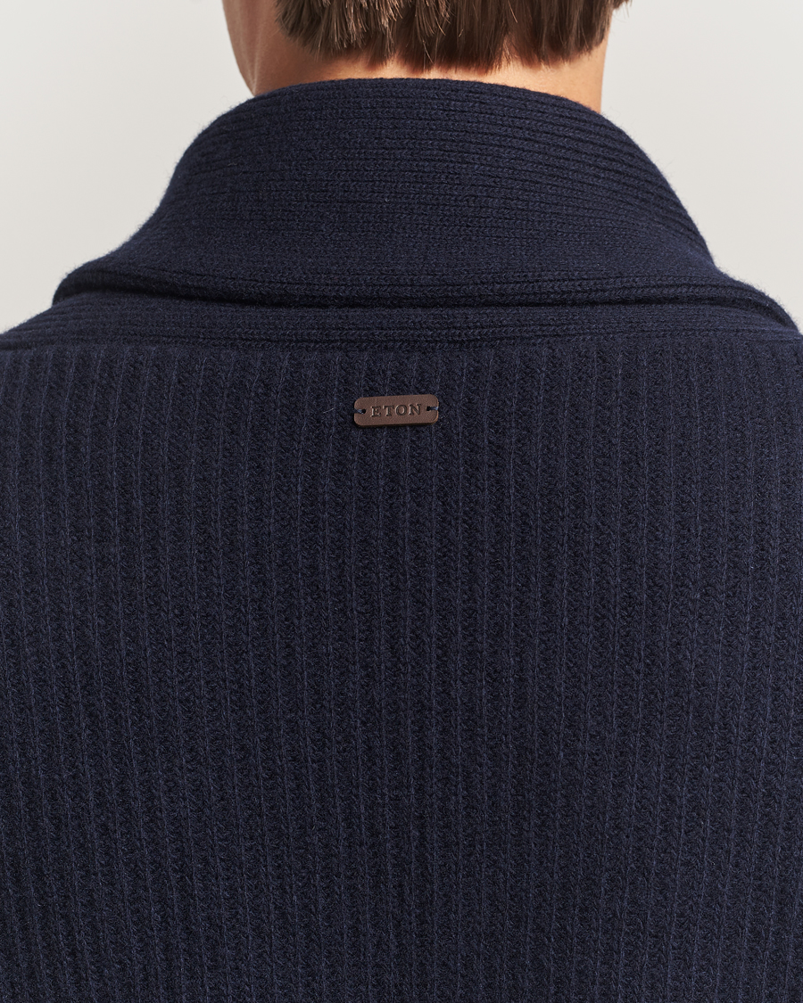 Homme | Pulls Et Tricots | Eton | Wool Knitted Shawl Collar Cardigan Navy